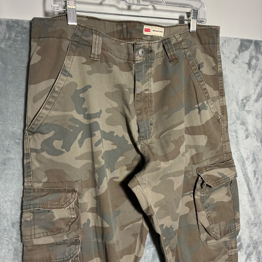 Wrangler Camo Regular Taper Cargo Pants Mens 36x32 Green Camouflage - Picture 3 of 8